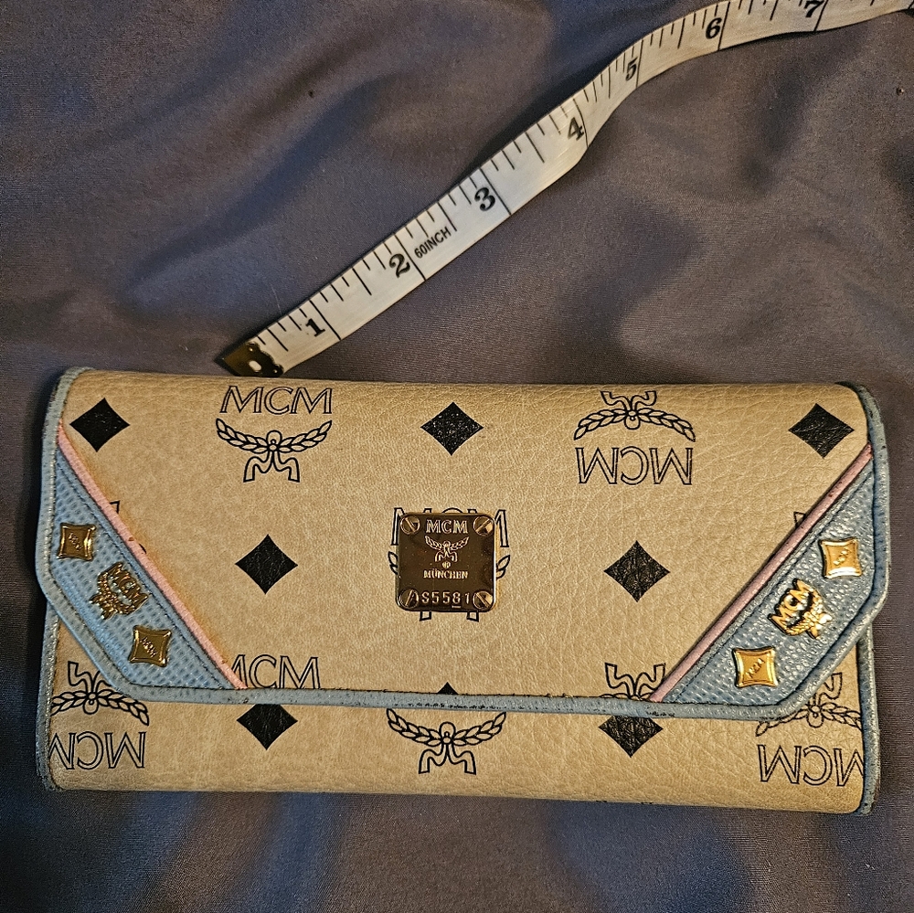 MCM Beige and Light Blue Women's Wallet Nwot